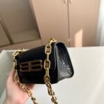 Super Vip 1:1 – Balenciaga Gossip Wallet On Chain Croco Embossed Black 23cm 68889423ECM1000 - Image 3