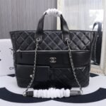 Chanel 20C Ultra Pocket Tote Bag Quilted Black Leather 37Cm As1300 90123316 - Image 2