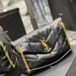 Saint Laurent Puffer Gold Tone Metal  Medium Black 35Cm - Image 2