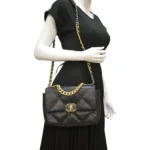 Chanel 19 Handbag Shiny Gold And Silver Tone Metal Black 26cm AS1160 B04852 94305 - Image 8