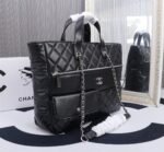 Chanel 20C Ultra Pocket Tote Bag Quilted Black Leather 37Cm As1300 90123316 - Image 3