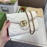 Gucci GG Marmont Chain Wallet Clutch Bag White 19cm - Image 2