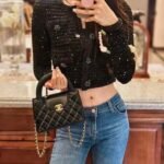 Chanel Kelly Mini Shopping Bag Shiny Aged Gold Tone Metal Black 19Cm AS4416 B14296 94305 - Image 10