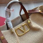 Valentino Garavani Medium Straw Summer Tote Beige 38cm 2W0B0K39YCE D84 - Image 4
