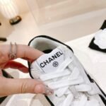 Chanel Suede Sneakers White Black G39230 X56653 94305 - Image 5