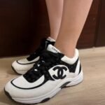 Chanel Suede Sneakers White Black G39230 X56653 94305 - Image 6