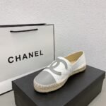 Chanel CC Espadrilles Loafer White Grey - Image 5
