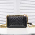 Chanel Boy Chevron Small Handbag Black In Gold 20cm - Image 9