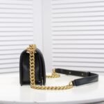 Chanel Boy Chevron Small Handbag Black In Gold 20cm - Image 8