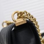Chanel Boy Chevron Small Handbag Black In Gold 20cm - Image 3