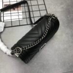 Chanel Boy Chevron Medium Handbag In Silver Black 25cm - Image 9