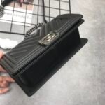Chanel Boy Chevron Medium Handbag In Silver Black 25cm - Image 8