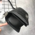Chanel Boy Chevron Medium Handbag In Silver Black 25cm - Image 6
