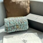Chanel Classic Double Flap Bag Tweed Multicolor Blue 26cm - Image 2