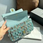 Chanel Classic Double Flap Bag Tweed Multicolor Blue 26cm - Image 8