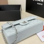 Chanel Classic Double Flap Bag Silver Hardware Baby Blue 25cm - Image 5
