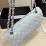 Chanel Classic Double Flap Bag Silver Hardware Baby Blue 25cm - Image 6