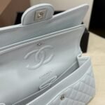 Chanel Classic Double Flap Bag Silver Hardware Baby Blue 25cm - Image 8