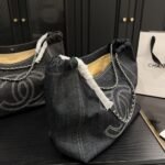 Chanel Coco Cabas Shopping Bag Denim Dark Blue 36Cm - Image 3