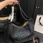 Chanel Coco Cabas Shopping Bag Denim Dark Blue 36Cm - Image 5