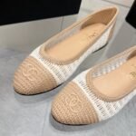 Chanel Ballet Flats Raffia White And Beige G46352 B19806 NAFBO - Image 4