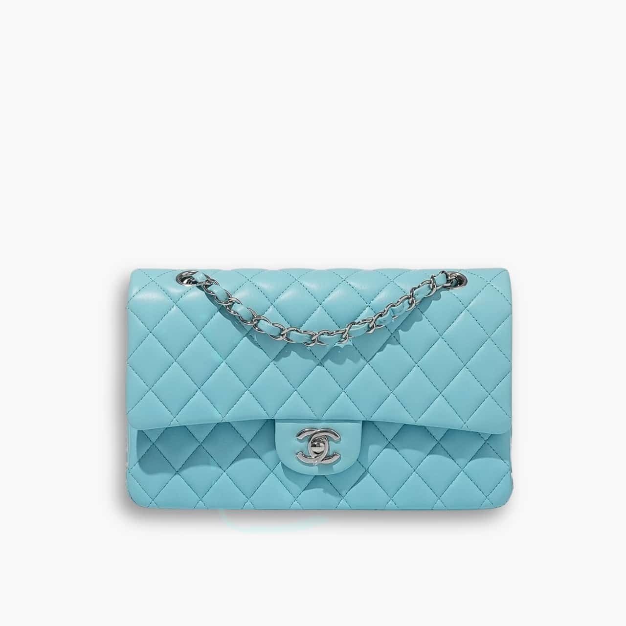 ELG_CNB1015 Chanel Classic Double Flap Bag Light Blue 25cm - Image 1