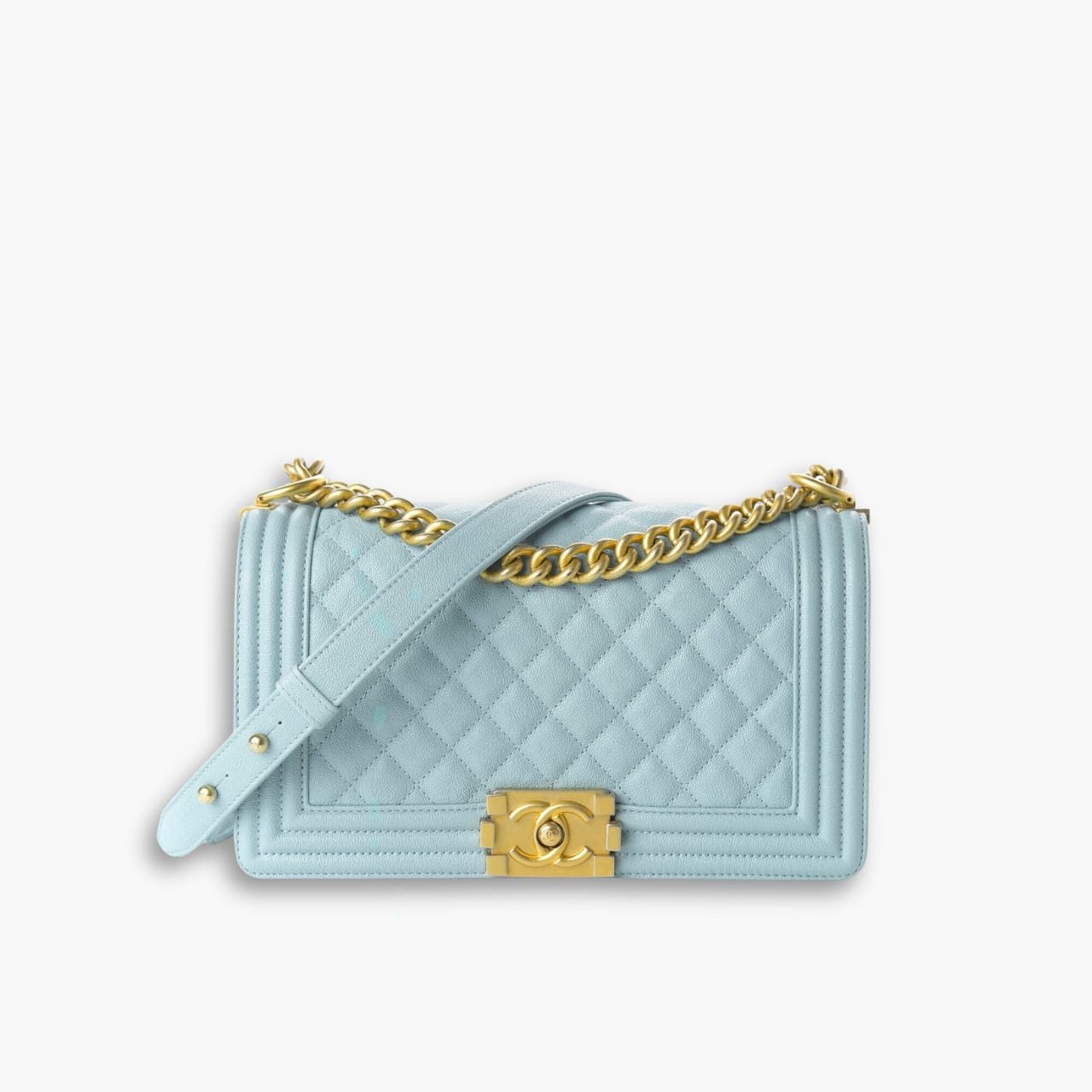 ELG_CNB1019 Chanel Medium Boy Bag Light Blue 25cm - Image 1