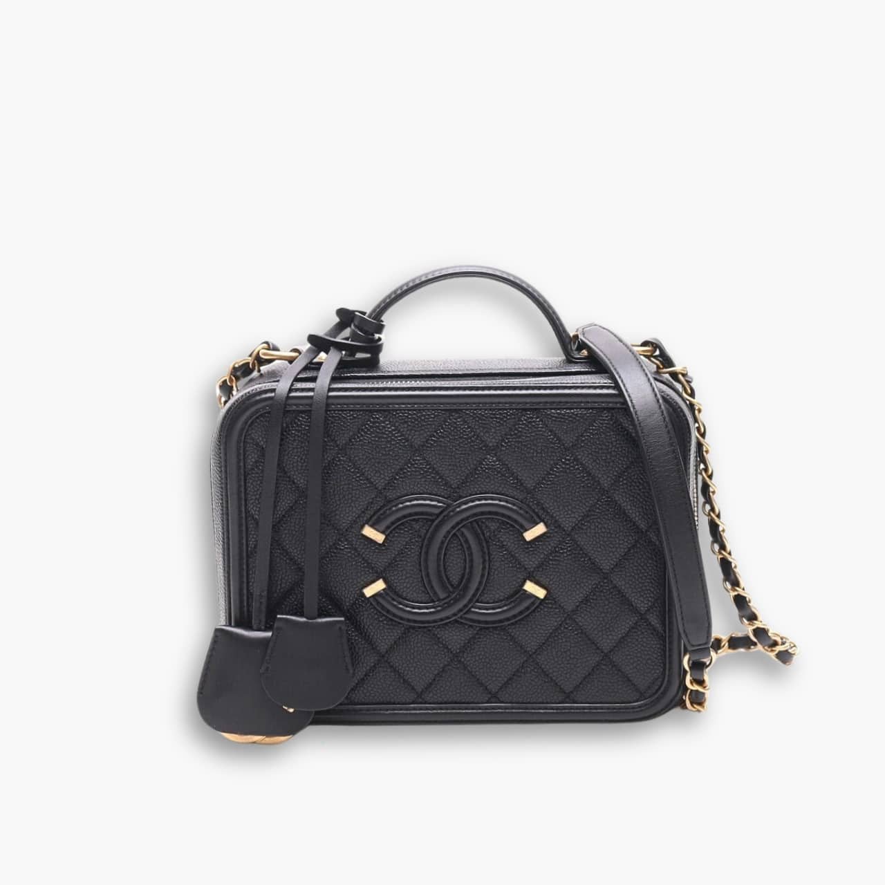 ELG_CNB1029-2 Chanel Vanity Case Filigree Black 18cm - Image 1