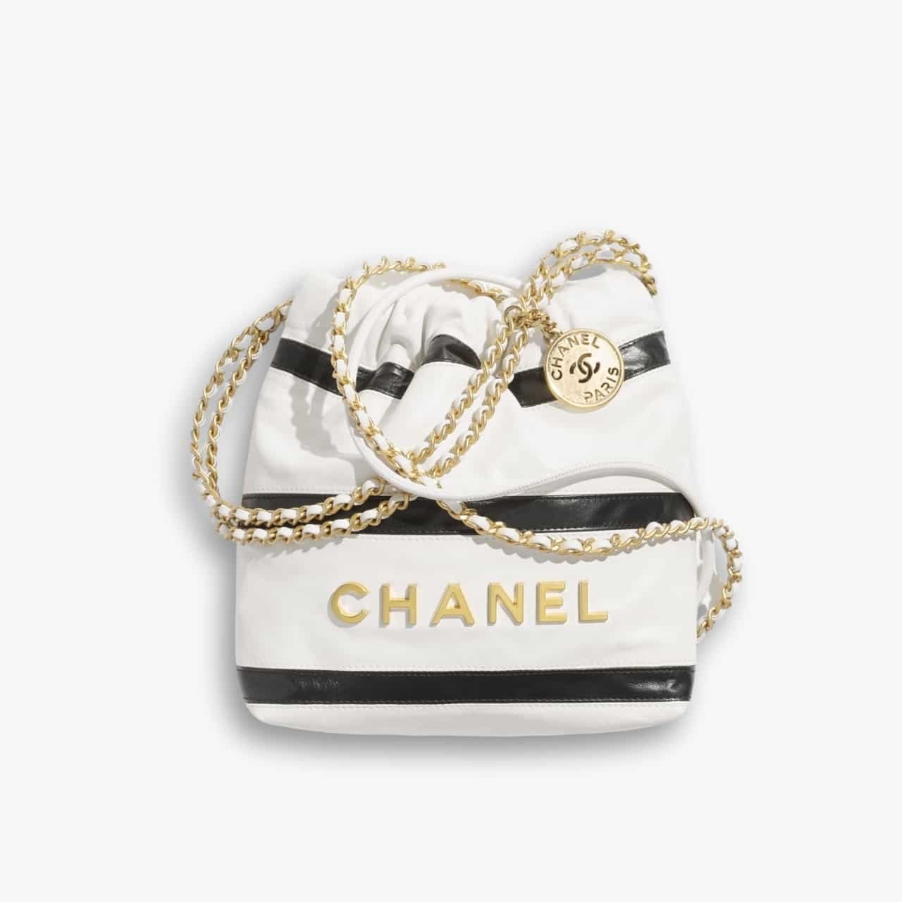 ELG_CNB1042-1 Chanel 22 Small Handbag Black And White 28cm AS3980 B16652 NY081 - Image 1