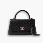Chanel Large Flap Bag With Top Handle Gold Metal Black 29cm A92991 B05061 94305