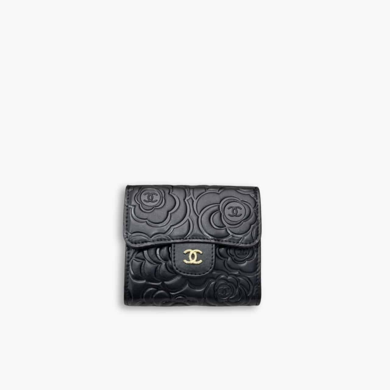 ELG_CNB1211 Chanel Small Floral Wallet Black 11cm - Image 1
