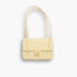 Chanel Small Flap Bag Grained Shiny And Gold Tone Light Yellow 22cm
