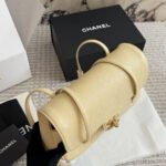 Chanel Small Flap Bag Grained Shiny And Gold Tone Light Yellow 22cm - Image 3