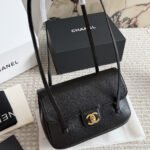Chanel Small Flap Bag Grained Shiny And Gold Tone Black 22cm AS6130 B23483 94305 - Image 2