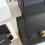 Chanel Small Flap Bag Grained Shiny And Gold Tone Black 22cm AS6130 B23483 94305 - Image 9