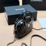 Chanel Mini Bowling Bag Shiny And Gold Tone Black 18cm AS5536 B21393 94305 - Image 5