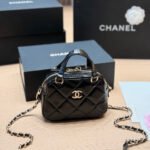 Chanel Mini Bowling Bag Shiny And Gold Tone Black 18cm AS5536 B21393 94305 - Image 8