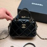 Chanel Mini Bowling Bag Shiny And Gold Tone Black 18cm AS5536 B21393 94305 - Image 3