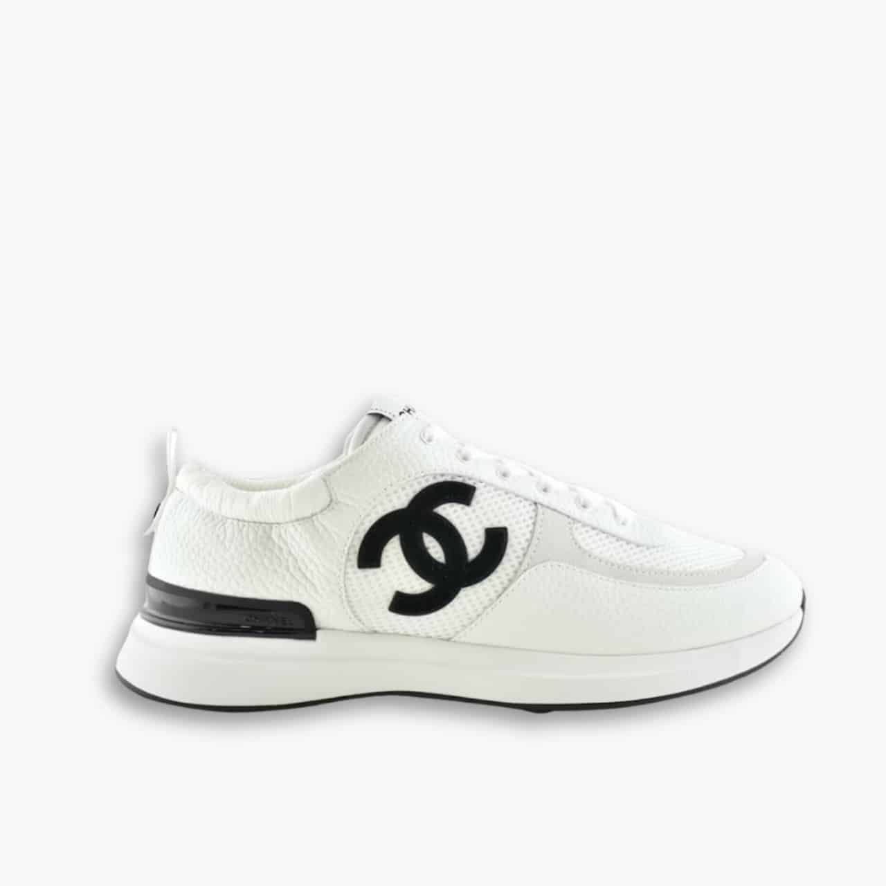 ELG_CNS1012-2 Chanel CC Sneakers Mesh Suede White - Image 1