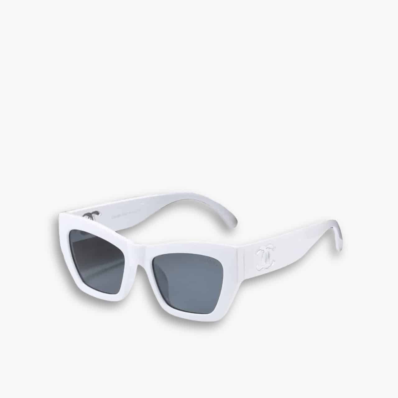 ELG_CNSG1002 Chanel Cat Eye Sunglasses Acetate And Nylon White - Image 1