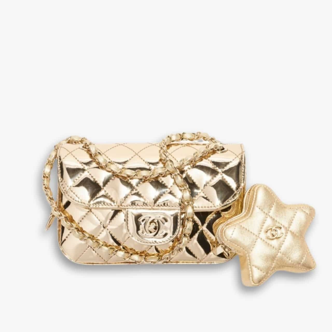 ELG_DRB1066-14 Chanel Mini Flap Bag Star Coin Purse Yellow Gold 24cm AS4646 B14873 NT671 - Image 1