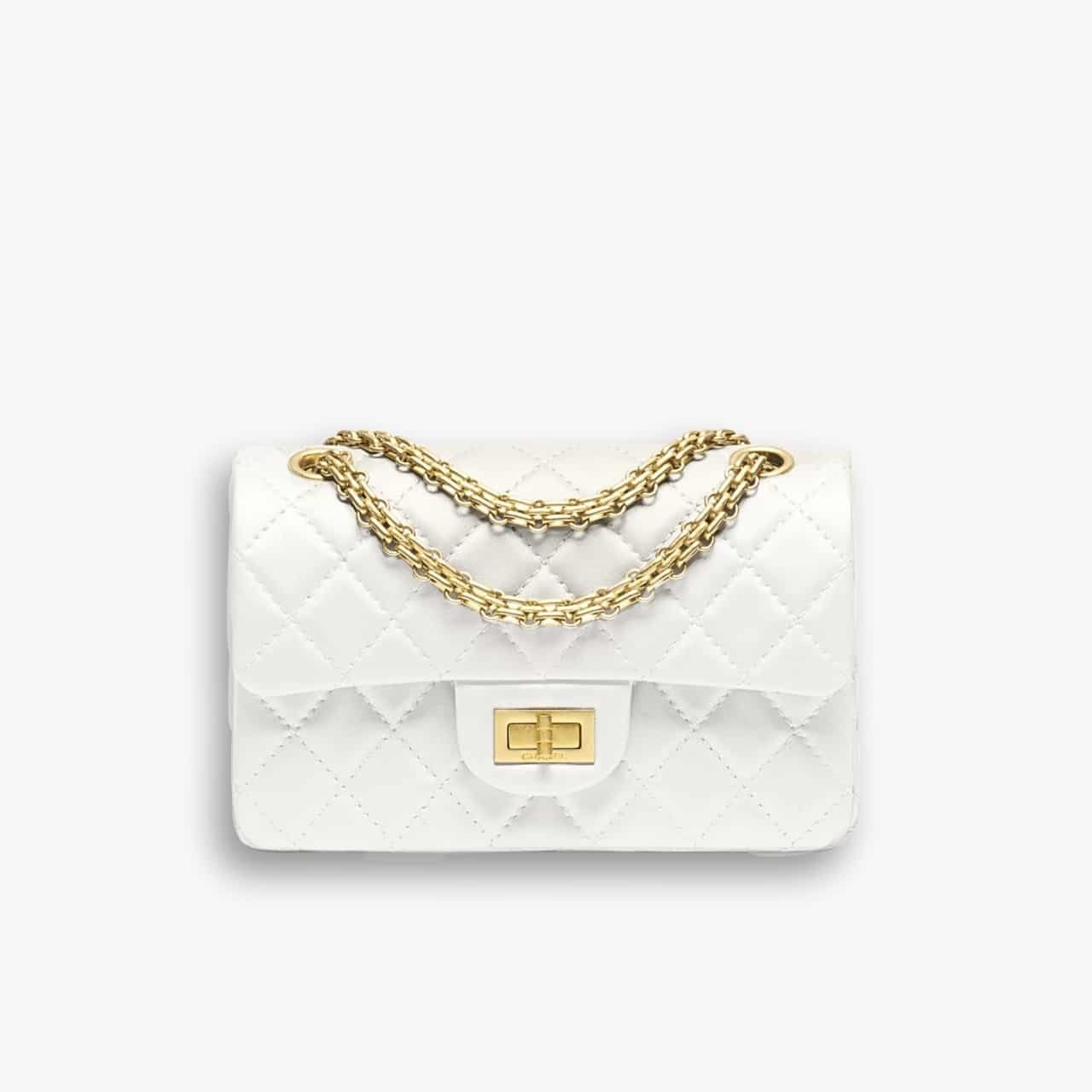 ELG_DRB1066-9 Chanel Mini 2.55 Handbag White 20cm - Image 1