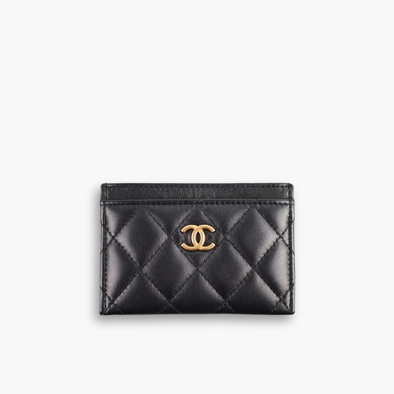 ELG_DRCH1003-1 Chanel Quilted Black Card Holder 9cm - Image 1
