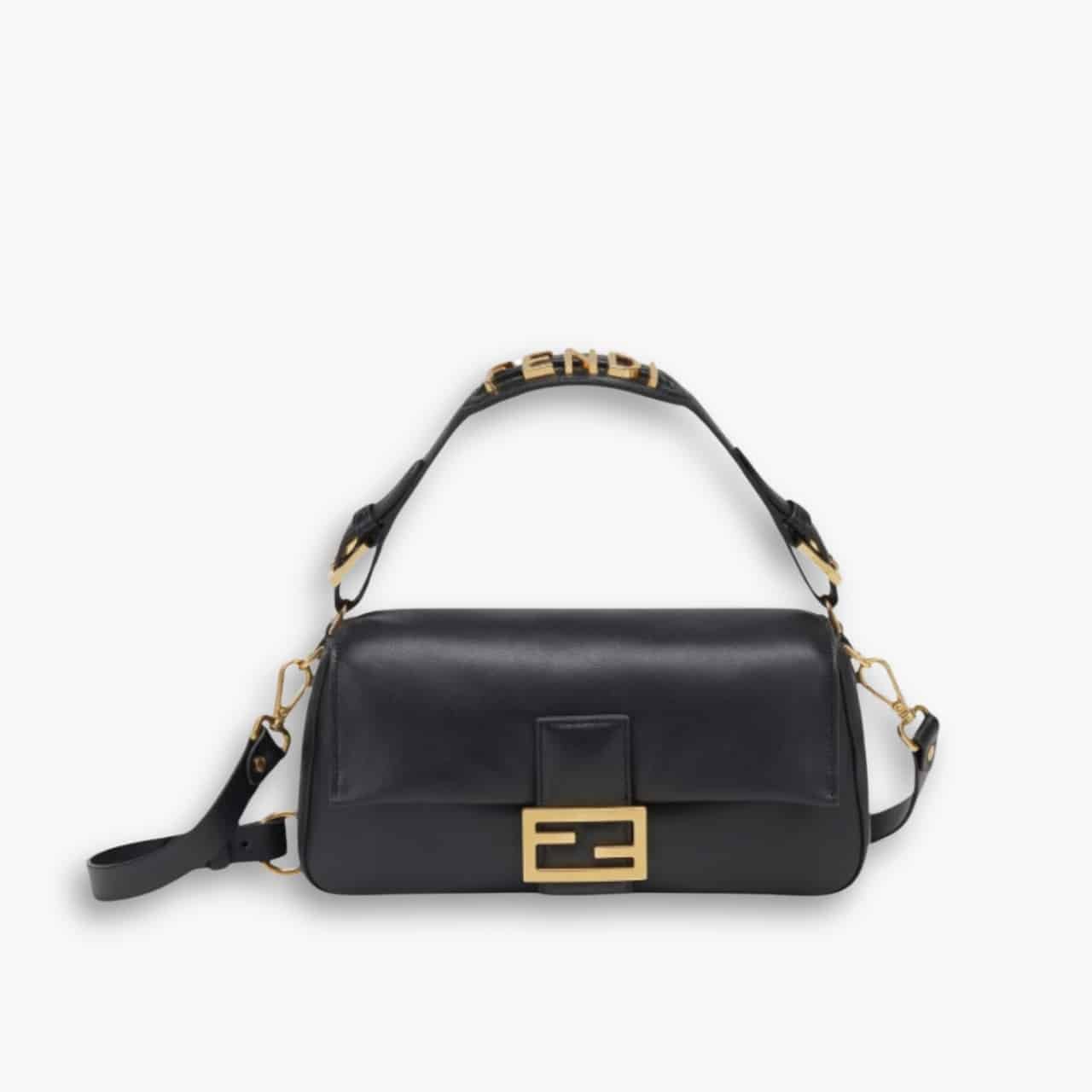 ELG_FDB1012-1 Fendi Baguette Bag Black 25cm 8BR822APG6F1CFJ - Image 1
