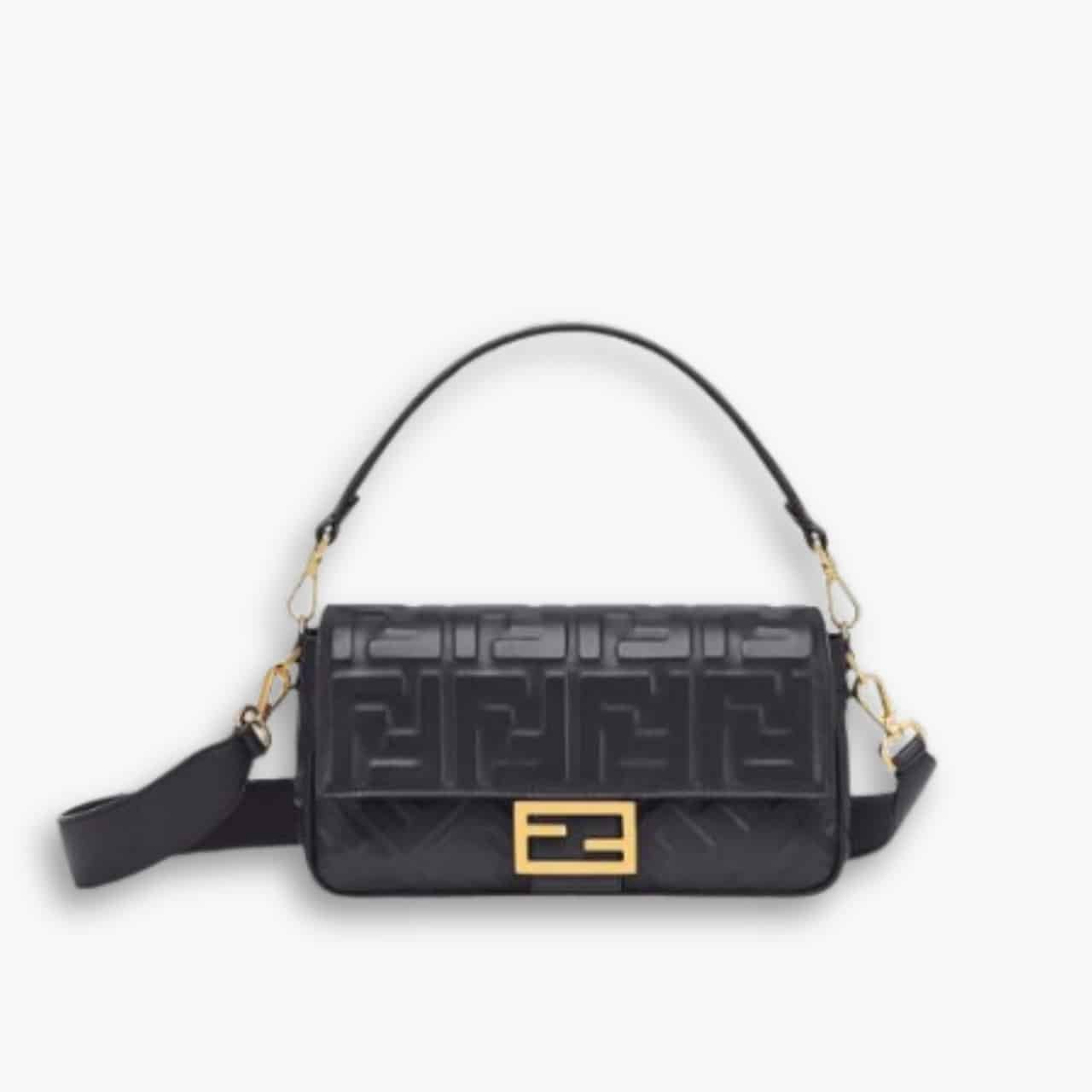 ELG_FDB1019 Fendi Baguette Nappa Bag Black 27cm - Image 1