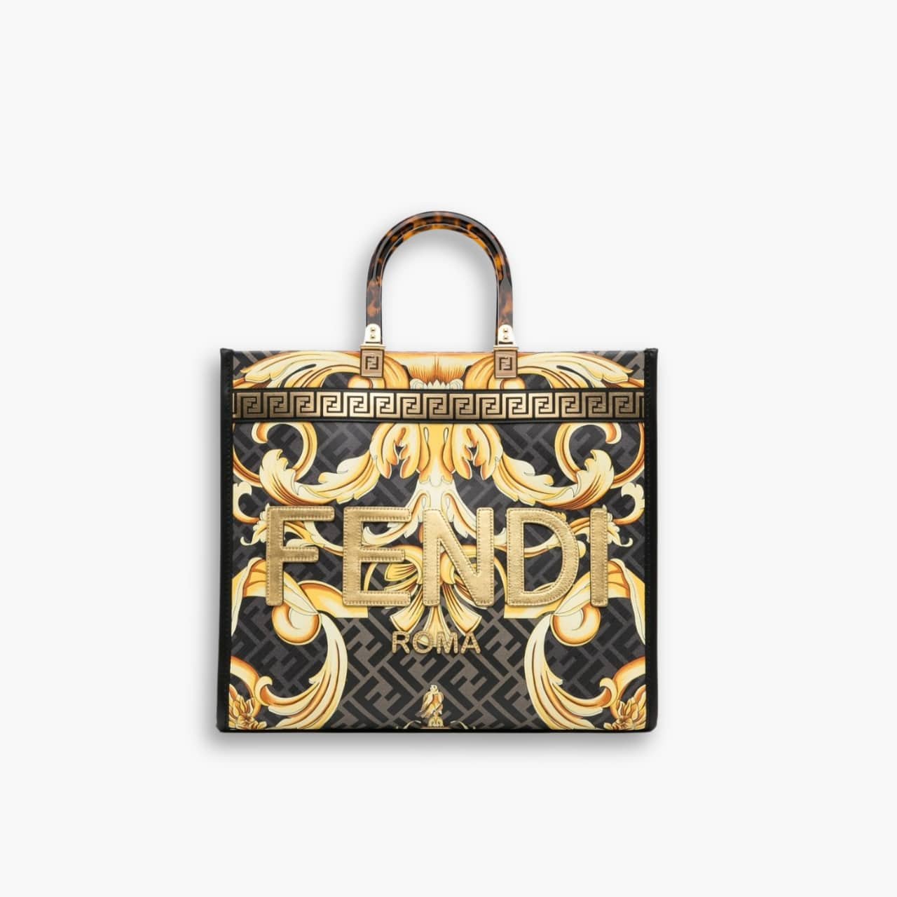 ELG_FDB1047 Fendi X Versace Fendace Sunshine Tote Gold Baroque & Ff Motif 35cm - Image 1