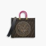 Fendi X Versace Fendace Sunshine Small Tote Bag FF Brown 35cm