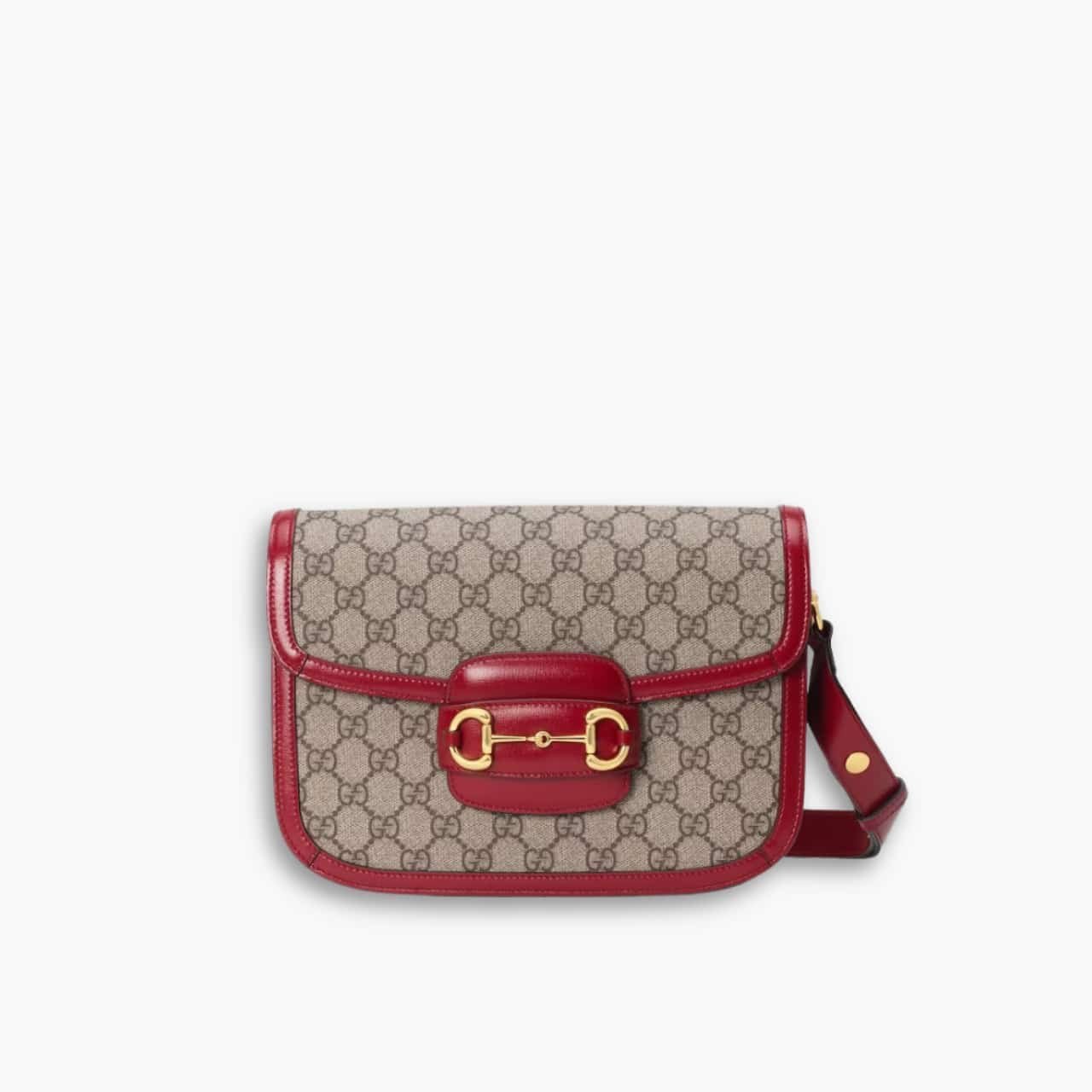 ELG_GCB1109 Gucci Horsebit 1955 Bag Beige Red 25cm 602204 92TCG 8561 - Image 1