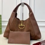 Gucci Softbit Maxi Suede Shoulder Bag Brown 42Cm - Image 5