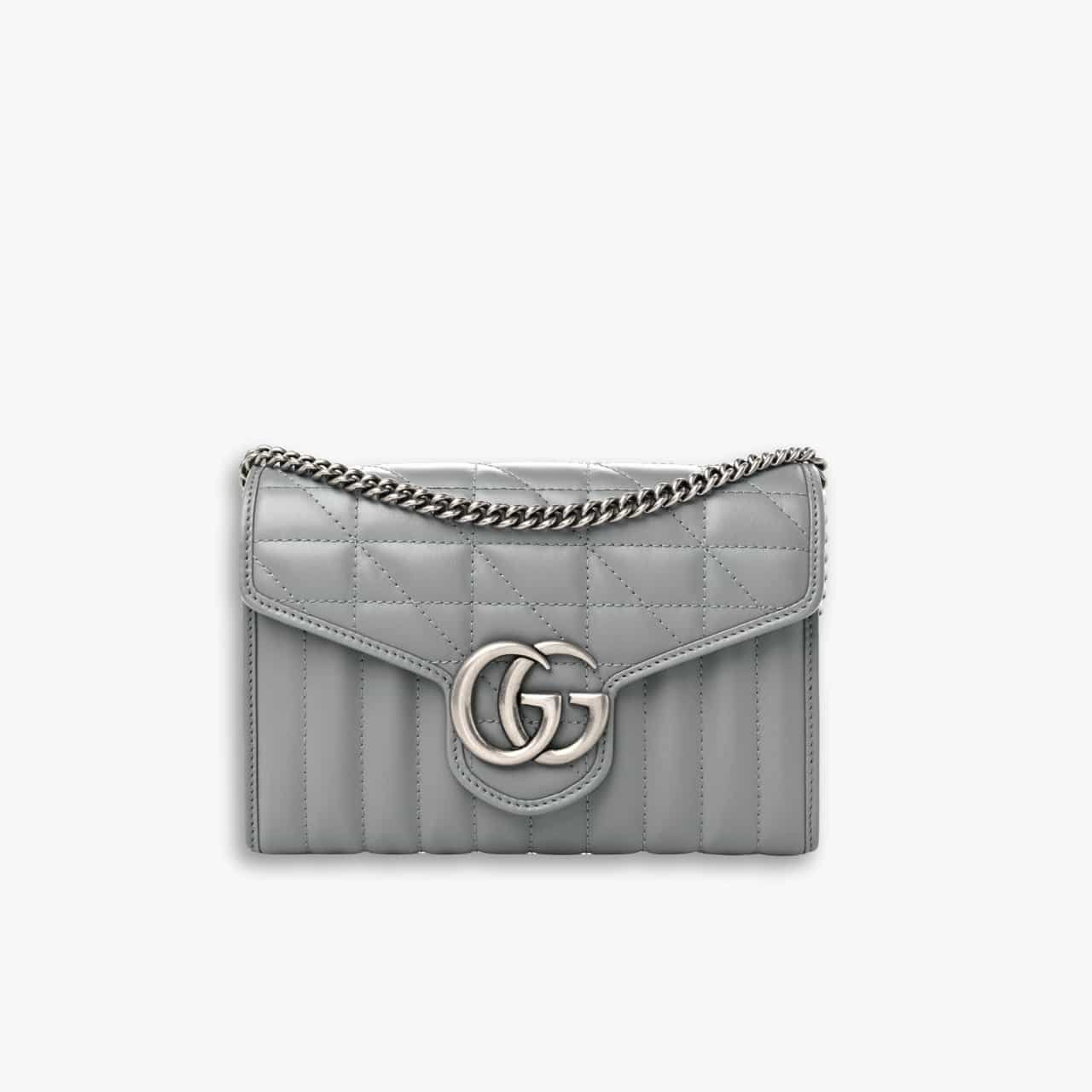 ELG_GCM1016 Gucci Marmont Mini Matelasse Bag Grey 20cm - Image 1